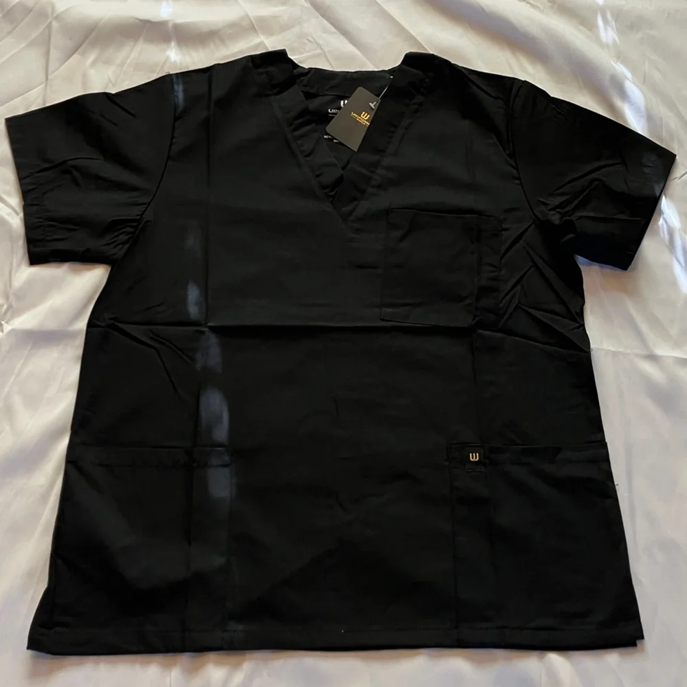 Women's Scrub Top Bundle Blue, Black, Cream With Green Uniform Set - Picture 7 of 11